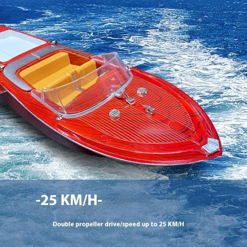 Remote Control Speedboat Toy High Speed Sk-1 Rc Boat Simulated Wood Grain Retro Model Ornaments Custom Festival Gift Toys