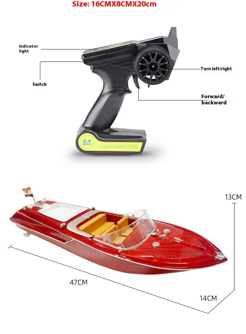Remote Control Speedboat Toy High Speed  Sk-1 Rc Boat Simulated Wood Grain Retro Model Ornaments Custom Festival Gift Toys