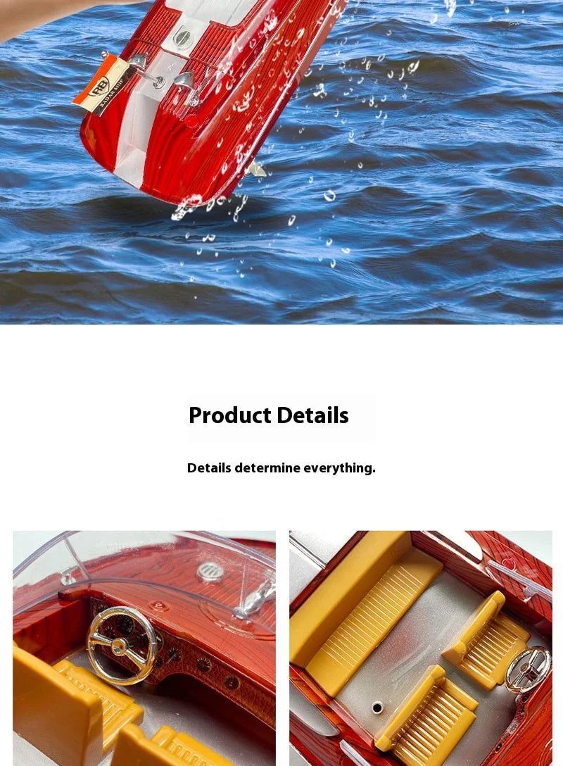 Remote Control Speedboat Toy High Speed Sk-1 Rc Boat Simulated Wood Grain Retro Model Ornaments Custom Festival Gift Toys