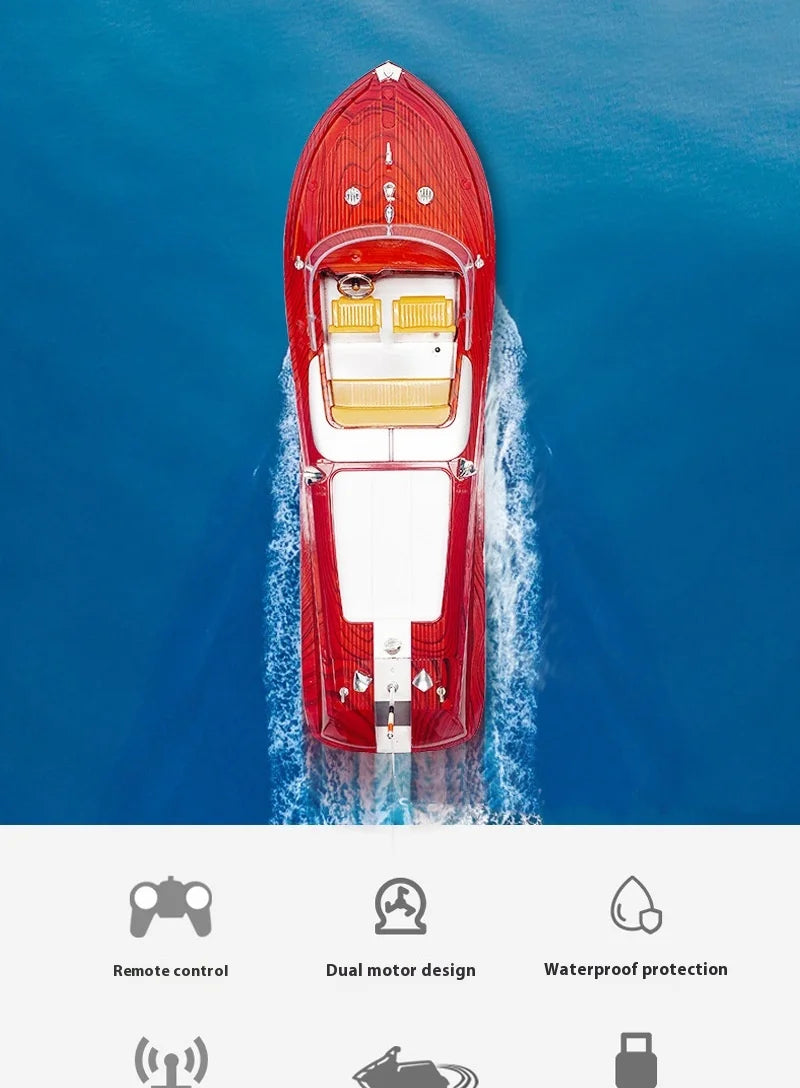 Remote Control Speedboat Toy High Speed Sk-1 Rc Boat Simulated Wood Grain Retro Model Ornaments Custom Festival Gift Toys