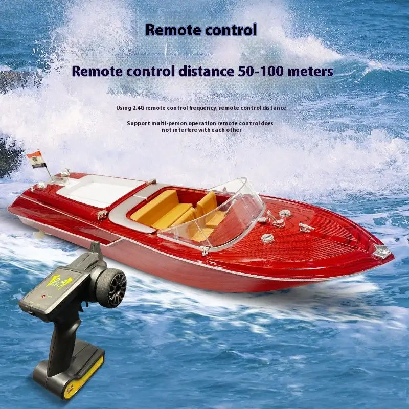 Remote Control Speedboat Toy High Speed Sk-1 Rc Boat Simulated Wood Grain Retro Model Ornaments Custom Festival Gift Toys