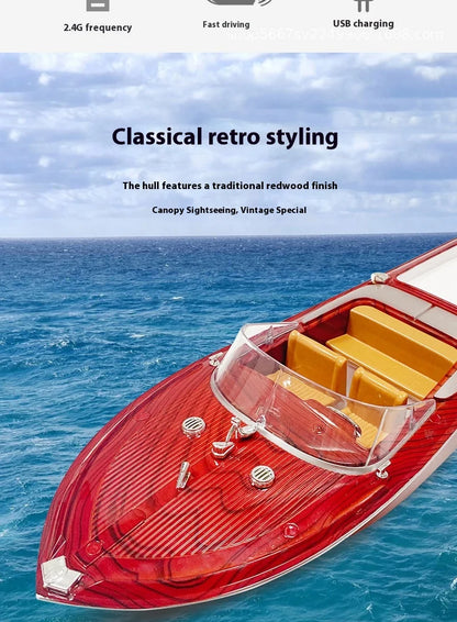 Remote Control Speedboat Toy High Speed  Sk-1 Rc Boat Simulated Wood Grain Retro Model Ornaments Custom Festival Gift Toys