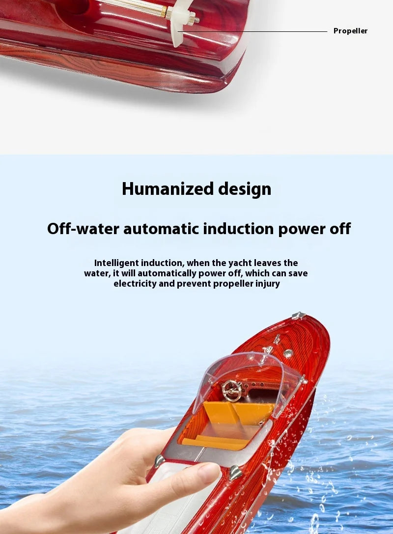 Remote Control Speedboat Toy High Speed  Sk-1 Rc Boat Simulated Wood Grain Retro Model Ornaments Custom Festival Gift Toys