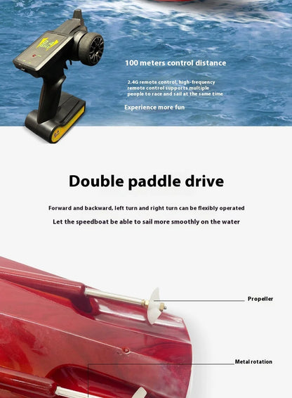 Remote Control Speedboat Toy High Speed  Sk-1 Rc Boat Simulated Wood Grain Retro Model Ornaments Custom Festival Gift Toys