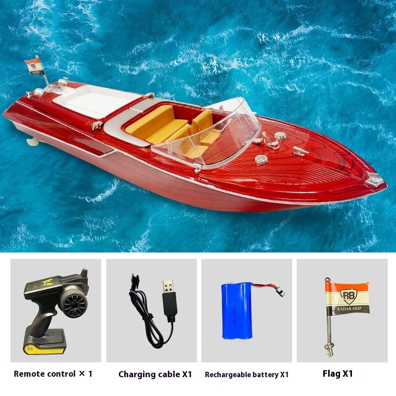 Remote Control Speedboat Toy High Speed  Sk-1 Rc Boat Simulated Wood Grain Retro Model Ornaments Custom Festival Gift Toys