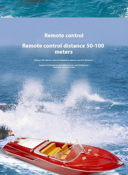 Remote Control Speedboat Toy High Speed  Sk-1 Rc Boat Simulated Wood Grain Retro Model Ornaments Custom Festival Gift Toys